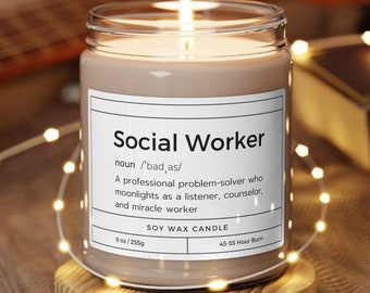 Funny Social Worker Definition Candle, Scented Soy Candle, Funny Social Worker Gift, 2024 MSW Graduate Gift