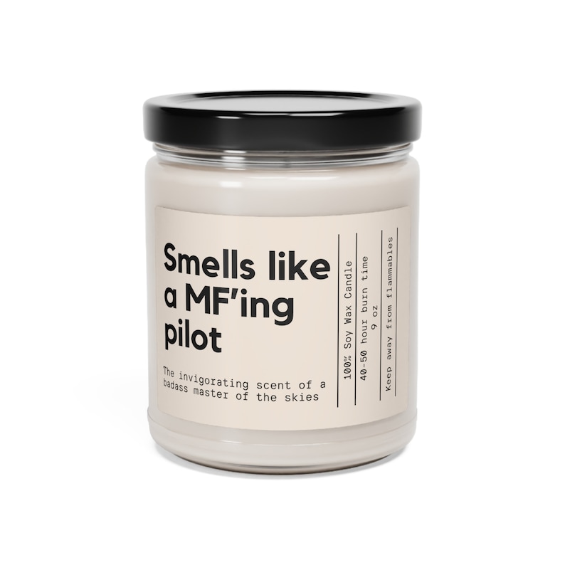 Smells Like a MF'n Pilot Candle, Pilot Gifts for Men, Pilot Gifts for Him, Funny Pilot Gift, Airplane Candle, Aviation Gifts, Airplanes image 2