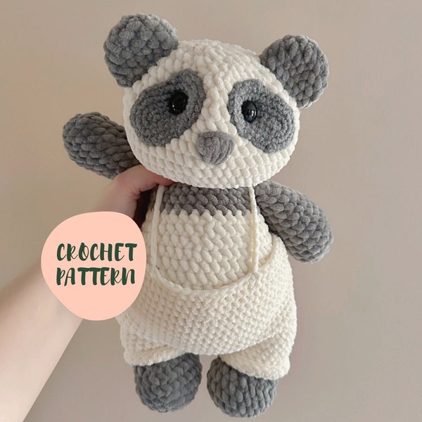 PARKER PANDA Crochet Pattern | PDF Digital Pattern, Panda Bear Pattern, Stuffed Animal Crochet Pattern, Download and Print, Low Sew Pattern