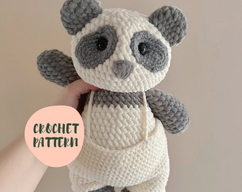PARKER PANDA Crochet Pattern | PDF Digital Pattern, Panda Bear Pattern, Stuffed Animal Crochet Pattern, Download and Print, Low Sew Pattern