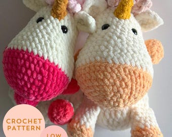 Junie the Unicorn Crochet Pattern | Unicorn Snuggler, PDF Digital Pattern, Unicorn Plushie, Low Sew Crochet Pattern, Pink Unicorn