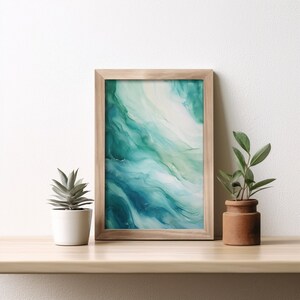 Blue Waves Abstract Art, Digital Download Poster Painting, Oil Painting of Blue Waves, Abstract Poster Art Print