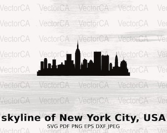 New York City Skyline SVG, digitaler Download, NYC Skyline Clipart, Urban Vektor-Kunst, Sofortiger Download, SVG-Schnittdatei für Cricut/Silhouette