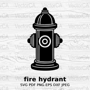 Puede incluir: Una silueta negra de una boca de incendios con una parte superior redonda y una sola abertura en la parte delantera. La boca de incendios está sobre un fondo de madera blanca.