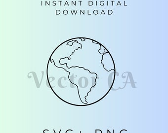 Global Earth Vector SVG - Digital Download, Earth Map SVG - Geographical Design, Planet Earth SVG - Environmental Clipart, Earth Icon Vector