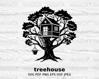 Digital Treehouse SVG PNG - Clipart - Instant Download, High-Quality Graphic for Design Projects - Digital Scrapbooking, Treetop Retreat svg