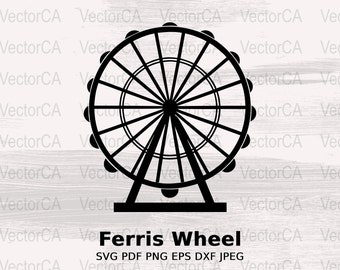 観覧車 SVG 画像、デジタル ダウンロード、工芸、デザイン、アート プロジェクト用のスケーラブルなベクター グラフィック、Cricut、ScanNcut、シルエット カメオ、