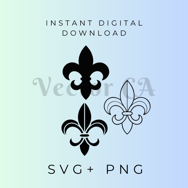 Elegant Fleur-de-lis SVG-Decorative Vector Design, Royal Fleur-de-lis SVG-Classic Vector Design, Vintage Fleur-de-lis Vector- Printable SVG