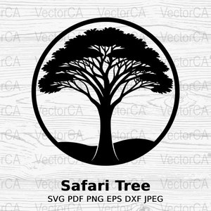 Sunset Safari Tree SVG,PNG Digital Image, Tree Clipart, Graphic Design, Commercial Use,Instant Download,Baobab Tree, African Savanna, Acacia