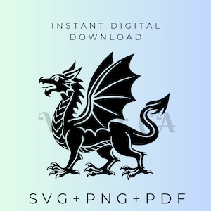 Welsh Dragon Design-SVG Cut File for Cricut/Silhouette, Welsh Dragon SVG Bundle Cricut and Silhouette Compatible, Welsh Dragon Clipart DIY