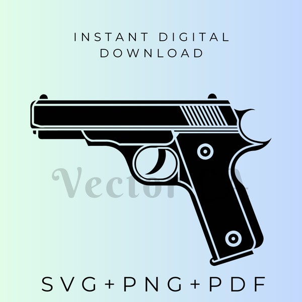 1911 Pistol SVG Digital Vector Cutting Files-Silhouette Cameo, ScanNcut, Cricut-DIY Firearm Craft &  Decor, Gun Enthusiast, Pistol Precision