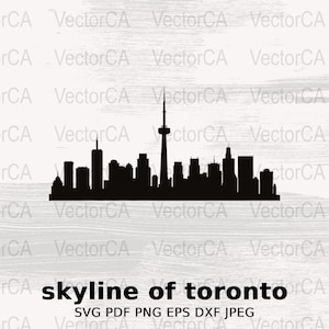 Downtown Toronto Skyline SVG PNG silhouette, Digital Download, Canada Cityscape Vector clipart, Printable Art, Urban Clipart, commercial use