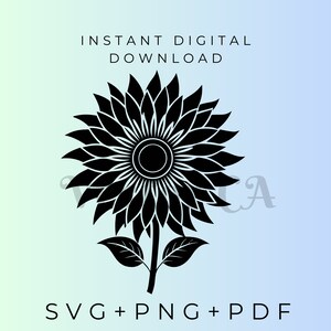 Girasol dorado soleado - Archivos de corte vectorial digital SVG para Silhouette Cameo, ScanNcut, Cricut - Diseño floral artesanal, descarga instantánea