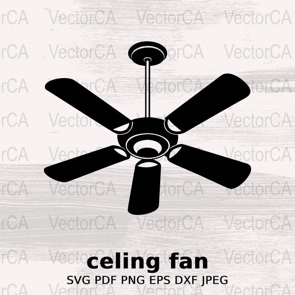 Modern Ceiling Fan SVG, Digital Download Illustration, Home Decor Graphic, DIY Vector Image, commercial use, Cricut, ScanNcut, Home upgrade