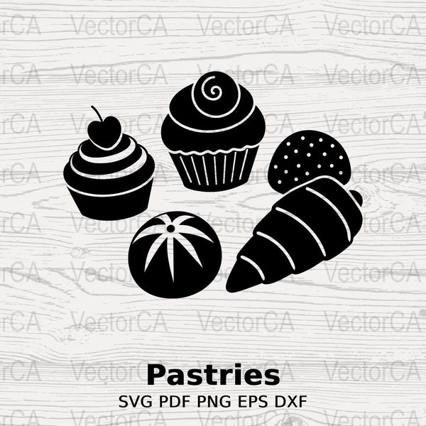 Digital Pastries SVG PNG Bundle Image for Download - Bakery Clipart File - Pastry Design Graphics - Ideal for Printing and Crafting