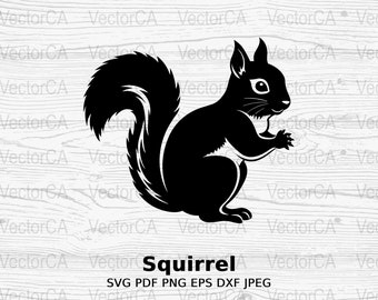 Eichhörnchen SVG Clipart, digitales Eichhörnchen PNG zum Basteln, kommerzielle Nutzung drucken, Sofort-Download, Eichel Eichhörnchen Silhouette, Eichhörnchen Clipart