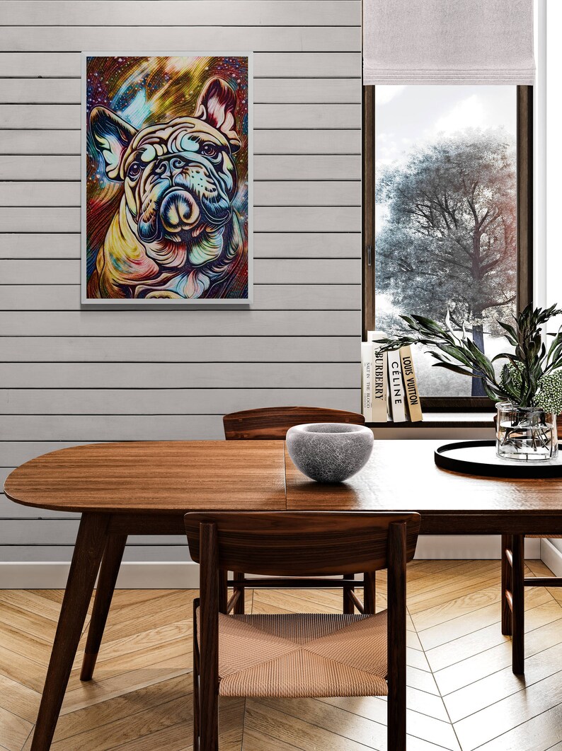 Colorful Abstract Bulldog Portrait Dog Print Wall Art Dog Lovers Gift