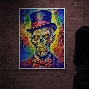 Dapper Zombie Art Print: Gothic Horror Portrait