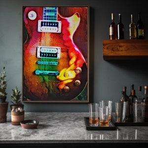 Electric Guitar Art Print: Colorful Music Room Wall Decor