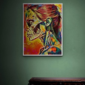 Surreal Female Zombie Art Print: Gothic Horror Wall Decor