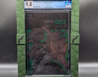 Tortugas Ninja Adolescentes Mutantes: Negro, Blanco y Verde #1 CGC 9.8 Cómic con marco personalizado - Portada variante laminada C