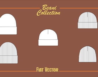 Streetwear Beanie Collection Vector Adobe Illustrator Tech Pack Mock-up Template Download File