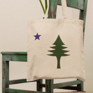 Vintage canvas draagtas met vlag van Maine