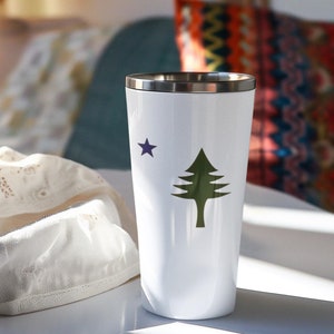 Vintage Maine State Flag Pine Tree and Star 20 Oz Stainless Steel Coffee Tumbler