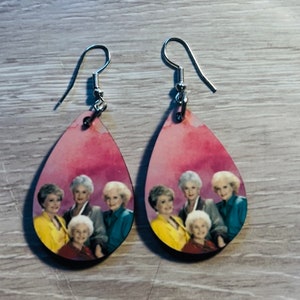 The Golden Girls teardrop dangle handmade earrings