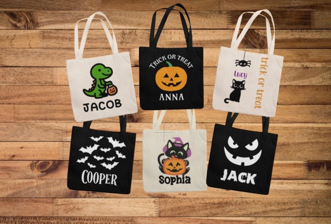 Custom Halloween Tote Bag Personalized Kids Trick or Treat Bag - Etsy