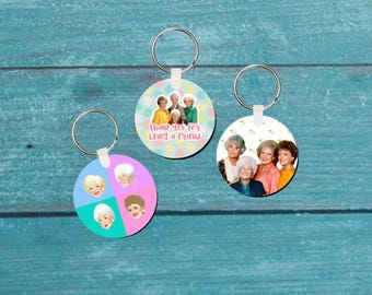 The Golden Girls-sleutelhanger, dubbelzijdig onbreekbaar 2 inch, gepersonaliseerd