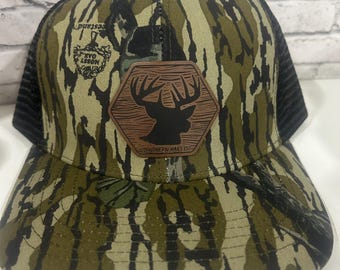 Woodgrain Deer Turkey Hunting Hat, Treestand Camo Deer Hat, Deer Hunter