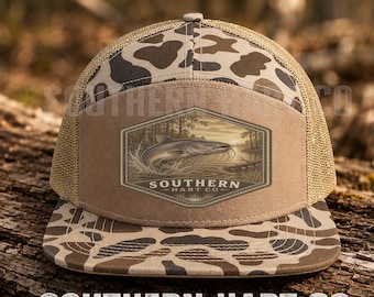 Catfish Fishing Duck Camo Trucker Hat | Southern Hunting Hat | Mesh Snapback Cap | Outdoor Camo Hat | Southern Hart Co