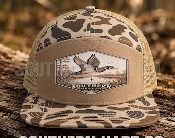 Duck Camo Trucker Hat | Southern Hunting Hat | Mesh Snapback Cap | Outdoor Camo Hat | Southern Hart Co