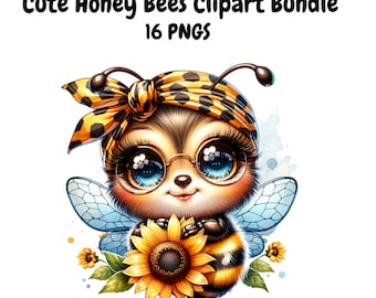 16 PNG Sweet Bees Clipart Bundle, Cute Bees Clipart bundle, Cute Bees png, Bees Clipart Bundle, Honey bee clipart bundle, Honey bee clipart