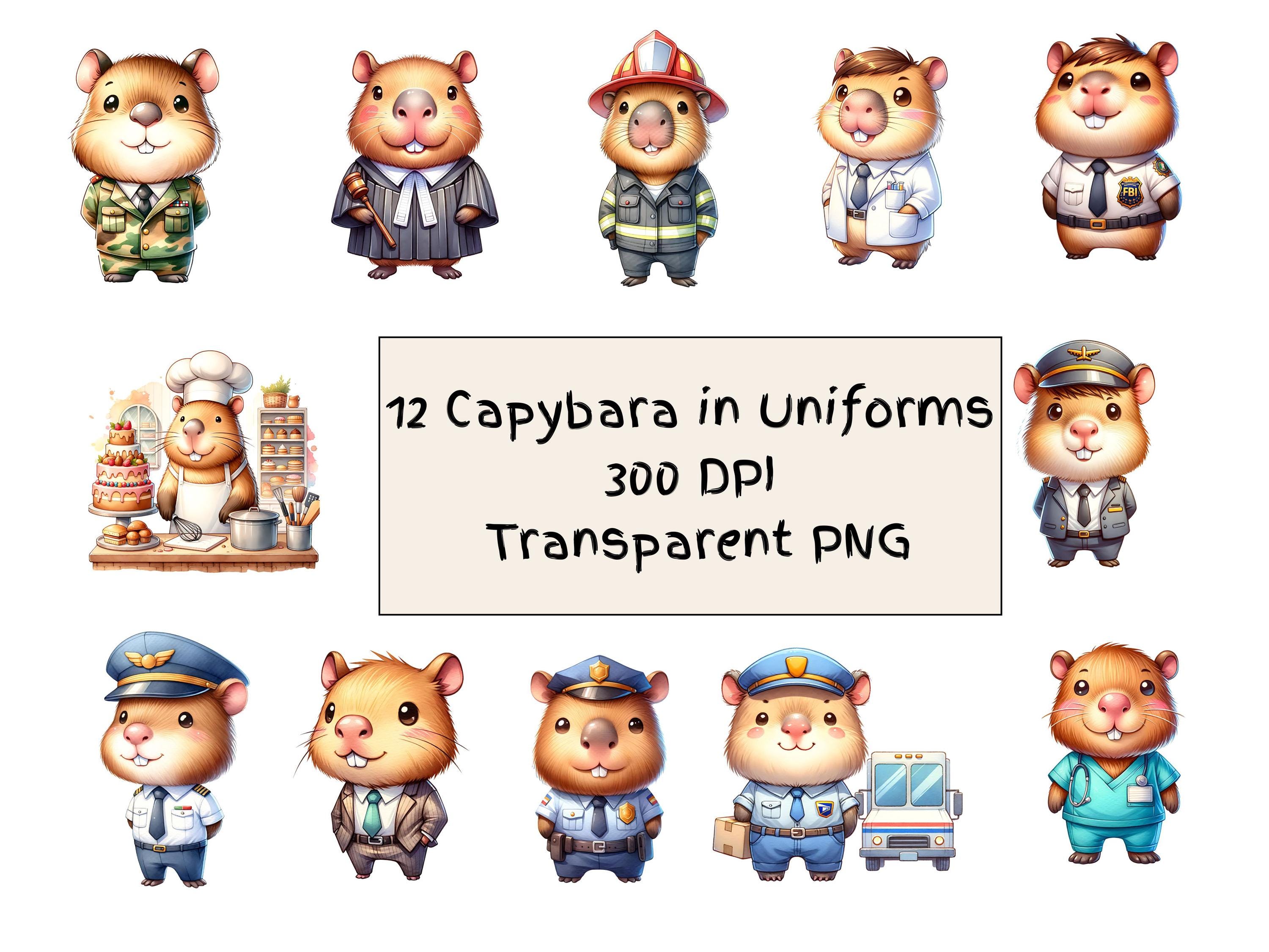 Capybara Clip Art Bundle, 300 DPI Transparent Images, Cute Animal ...
