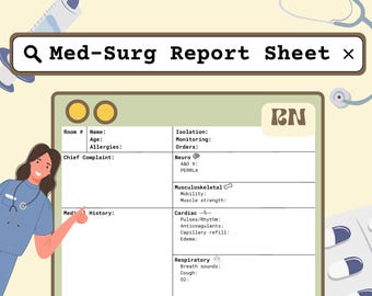 Easy to Use Report Sheet for Nurses | Medical Surgical & Step Down