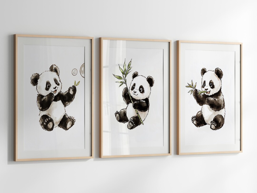Baby Panda Watercolor Print Set - Animal Nursery Prints - Boy or Girl ...