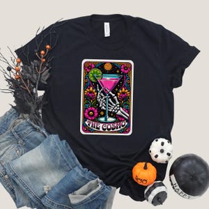 The Cosmo Tarot Card, Skeleton Hand Tee, Gothic Tarot Card,  Skeleton Hand Shirt, Skeleton Hand T-shirt, Witchy Cosmopolitan Martini Glass