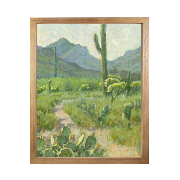 Southwest Desert Landscape Wall Art,  Vintage Plein Air Oil Painting Digital Print by Jack Wahl, PRINTABLE Digital Download, D0002