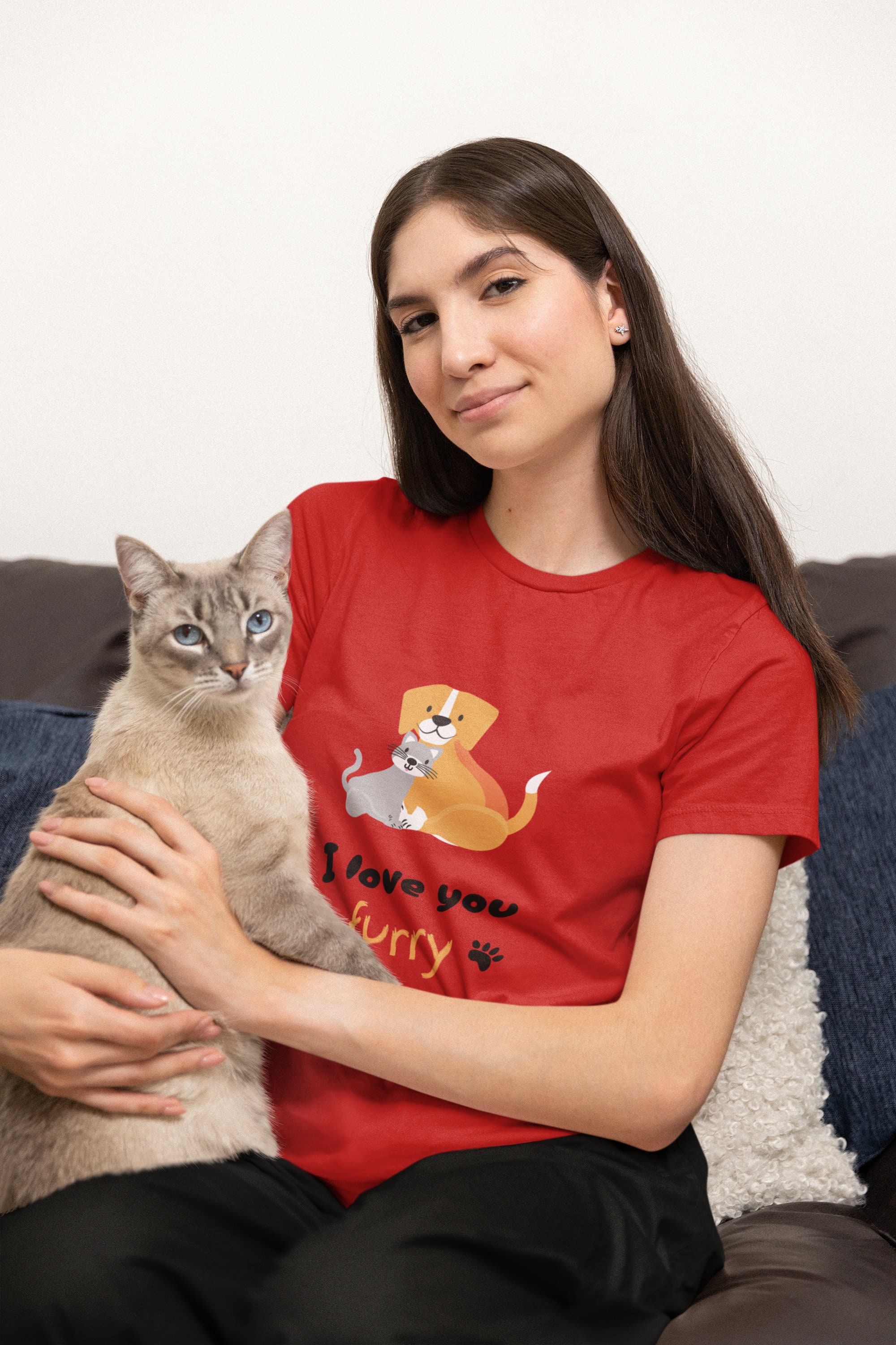 Unisex I Love You Furry Much Short Sleeve Tee, Pets Gifts Tshirt, Dogs