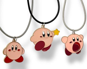 Collana Nintendo Kirby per regalo retrò per videogiocatori, gioielli per videogiochi, ciondolo Kirby, ciondolo Nintendo, gioielli Kirby