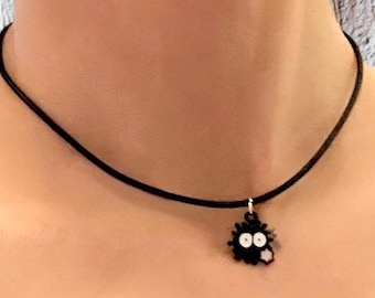 Susuwatari Choker Studio Ghibli Necklace Black Soot Sprites Jewelry Makkuro Kuroske Konpeitou Necklace for Ghibli Lover Gift Cute Ghibli