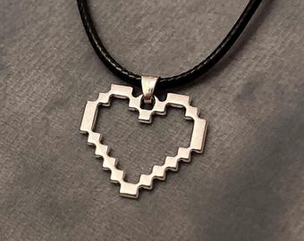 Pixel Heart Necklace for Video Game Lover Gift for Gamer Jewelry Video Game Necklace