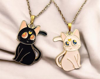 Collar de Sailor Moon, collar de Luna Artemis, joyería de anime, regalo para fanáticos de Sailor Moon, productos de Sailor Moon, collar de Luna de imitación de oro