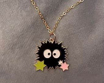 Susuwatari Necklace Studio Ghibli Necklace Black Soot Sprites Jewelry Makkuro Kuroske Konpeitou Necklace for Ghibli Lover Gift Cute Ghibli