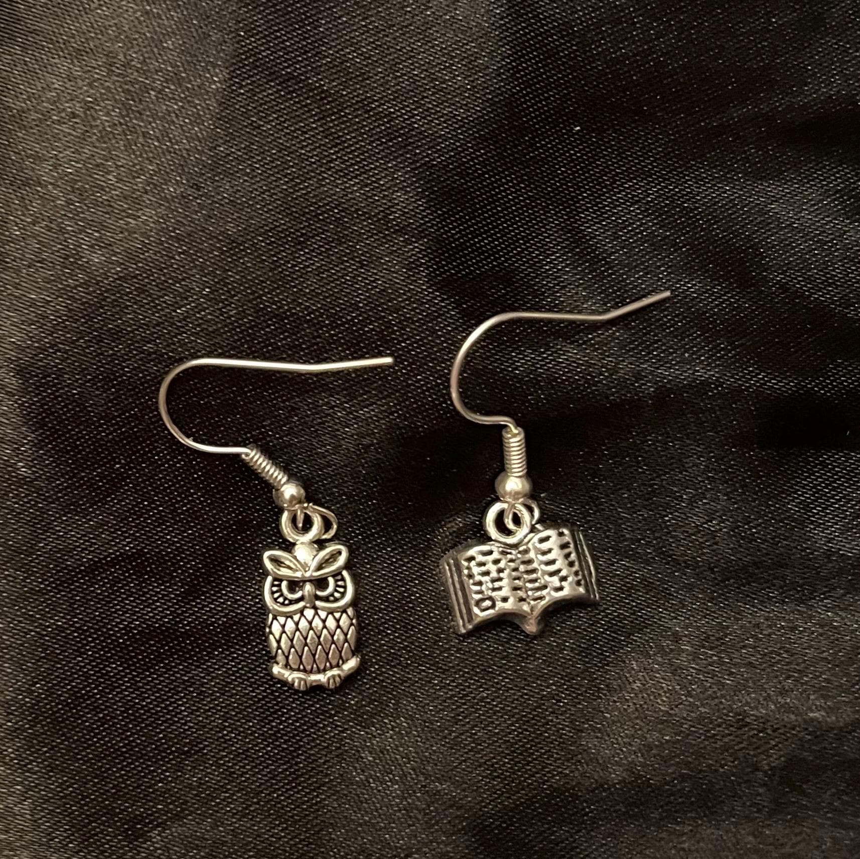 Book and Owl Earrings Open Book Gift for Book Lover Jewelry Bibliophile Gift for Reader Student Book