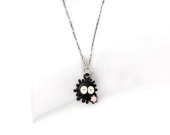 Susuwatari Necklace Studio Ghibli Necklace Black Soot Sprites Jewelry Makkuro Kuroske Konpeitou Necklace for Ghibli Lover Gift Cute Ghibli