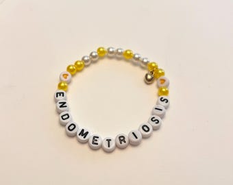 Endometriosis Bracelet Endometriosis Awareness for Women’s Health Yellow Elastic Beaded Bracelet Endo Awareness Jewelry Handmade