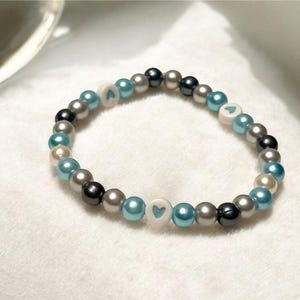 Demiboy Bracelet Beaded Elastic with Hearts for Pride Season LGBTQ+ Jewelry Demiboy flag colors Jewelry Demi boy  Bracelet